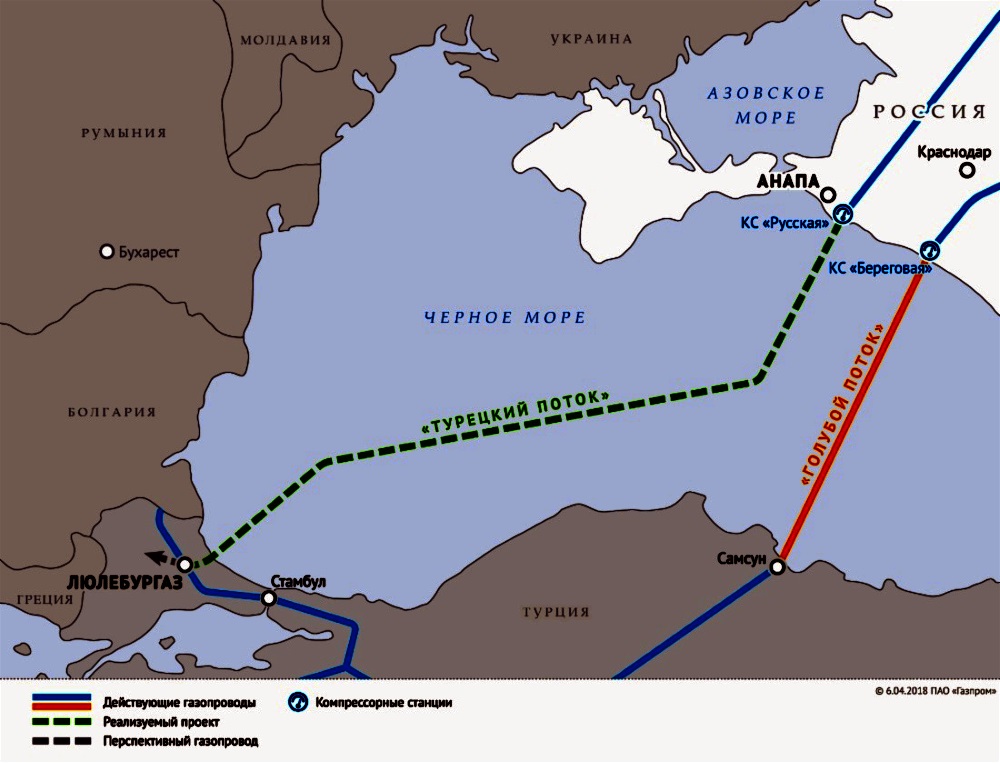 Схема маршрута прохождения газопровода