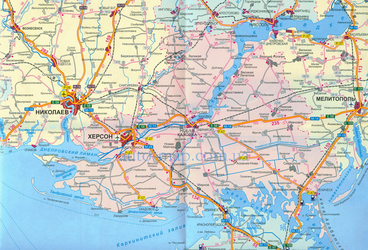 Херсон на карте Украины