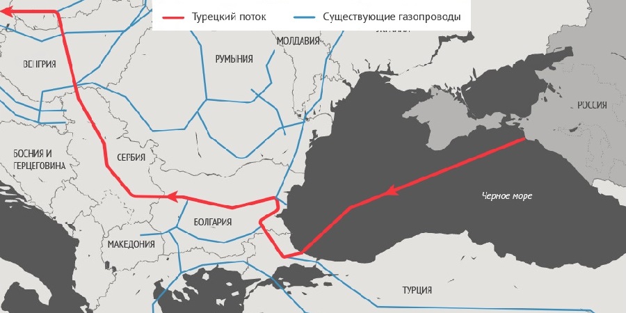 Газопроводы в черном море карта