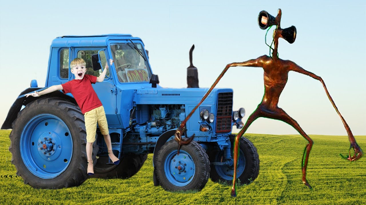 Включи подборку тракторов. Сиреноголовый и синий трактор. Трактор Мазелов. Синий трактор настоящий. Габор синий трактор.